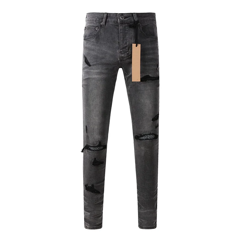 Distressed Jean Rip - بنطال جينز رجالي عالي الشارع باللون