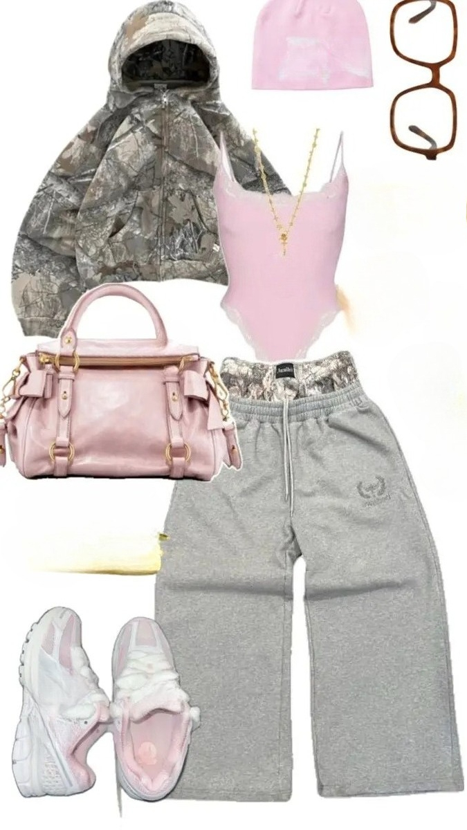Camo Pattern Set - Y2K البدلة النسائية خمر 2000s الهيب