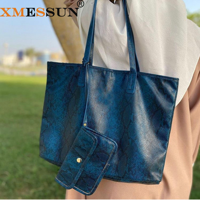 Tote Bag Canvas Print - XMESSUN المرأة حقيبة كتف الأفعى نمط