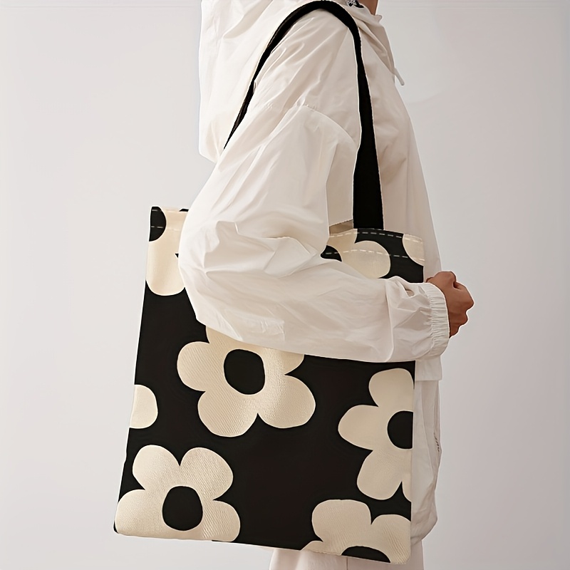 Tote Bag Canvas Print - حقيبة حمل مطبوعة بزهور صفراء، حقيبة