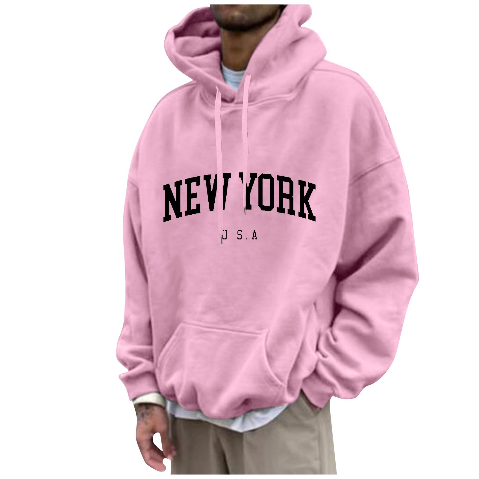 High Street Fashion New York - كنزات بأغطية رأس بطباعة نيويورك للرجال