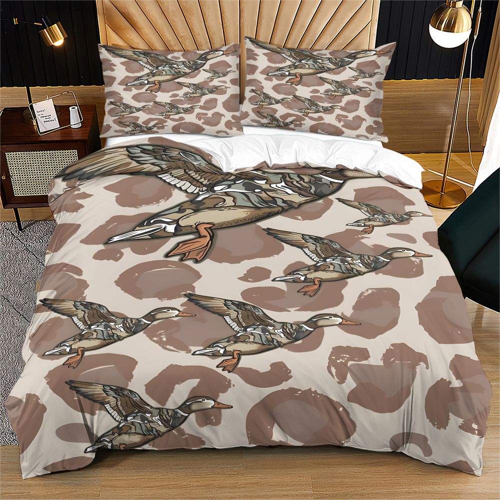 Camo Pattern Set - طقم غطاء لحاف بنمط البط الطائر،