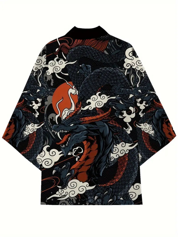 Street Fashion Kimono - الرجال الموضة اليابانية الصيف كيمونو التنين