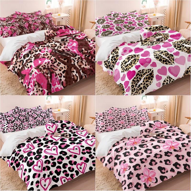 Camo Pattern Set - طقم غطاء لحاف بنمط الفهد الوردي