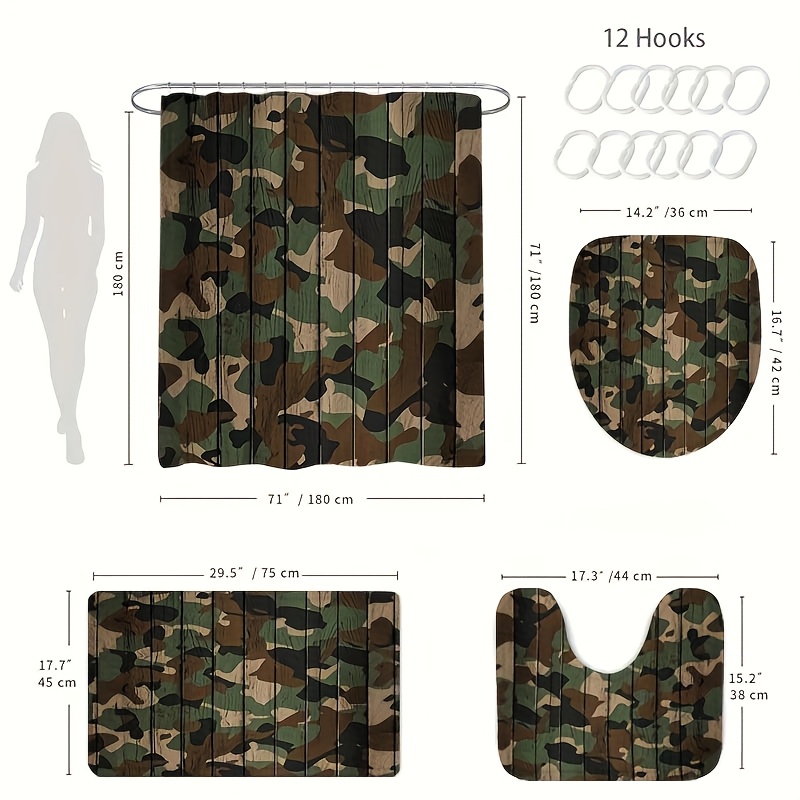 طقم ستائر حمام مموهة بنقشة الخ - مراجعة Camo Pattern Set وسعره