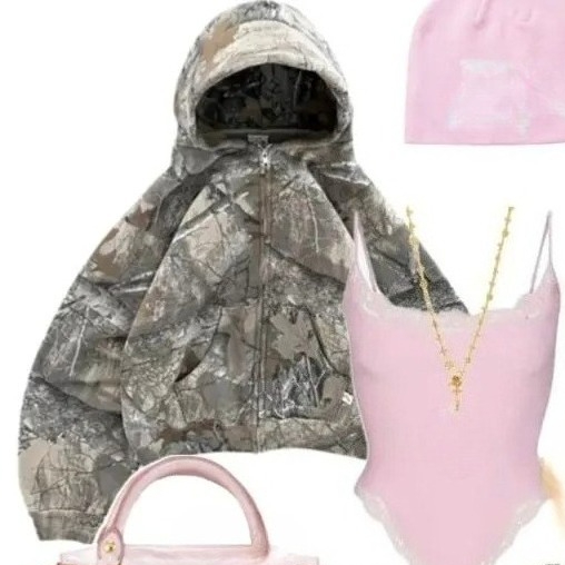 Y2K البدلة النسائية خمر 2000s  - مراجعة Camo Pattern Set وسعره