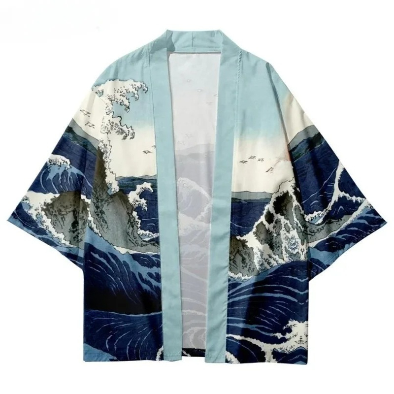 كيمونو تقليدي بطبعة موجية عصري - مراجعة Street Fashion Kimono وسعره
