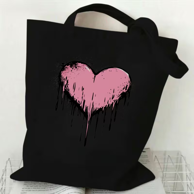 حقيبة يد قماشية بطبعة قلب ونقش - مراجعة Tote Bag Canvas Print وسعره