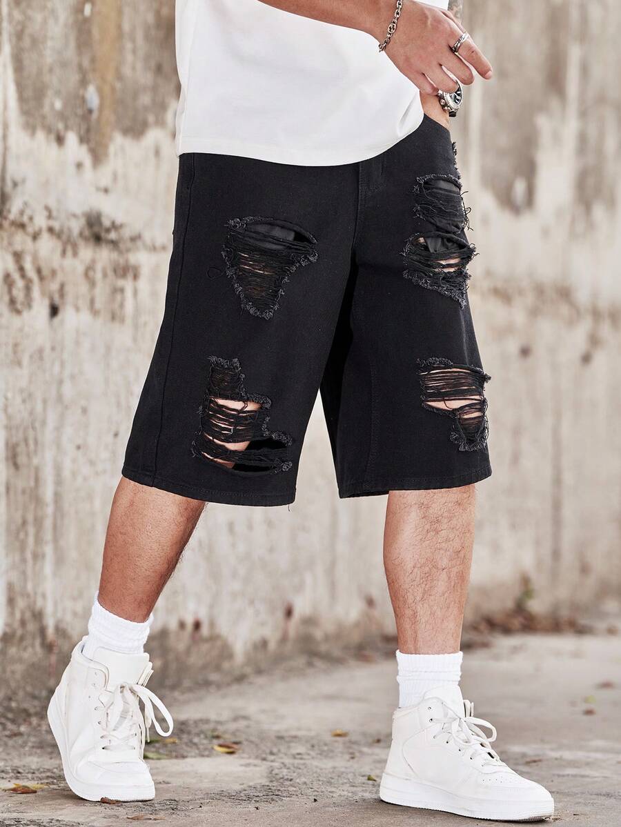 شورت جينز رجالي كاجوال من مانف - مراجعة Distressed Jean Rip وسعره