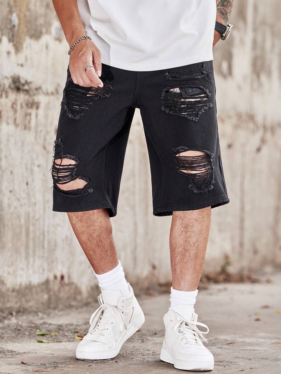 شورت جينز رجالي كاجوال من مانف - مراجعة Distressed Jean Rip وسعره
