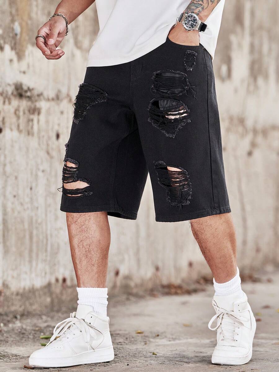 شورت جينز رجالي كاجوال من مانف - مراجعة Distressed Jean Rip وسعره
